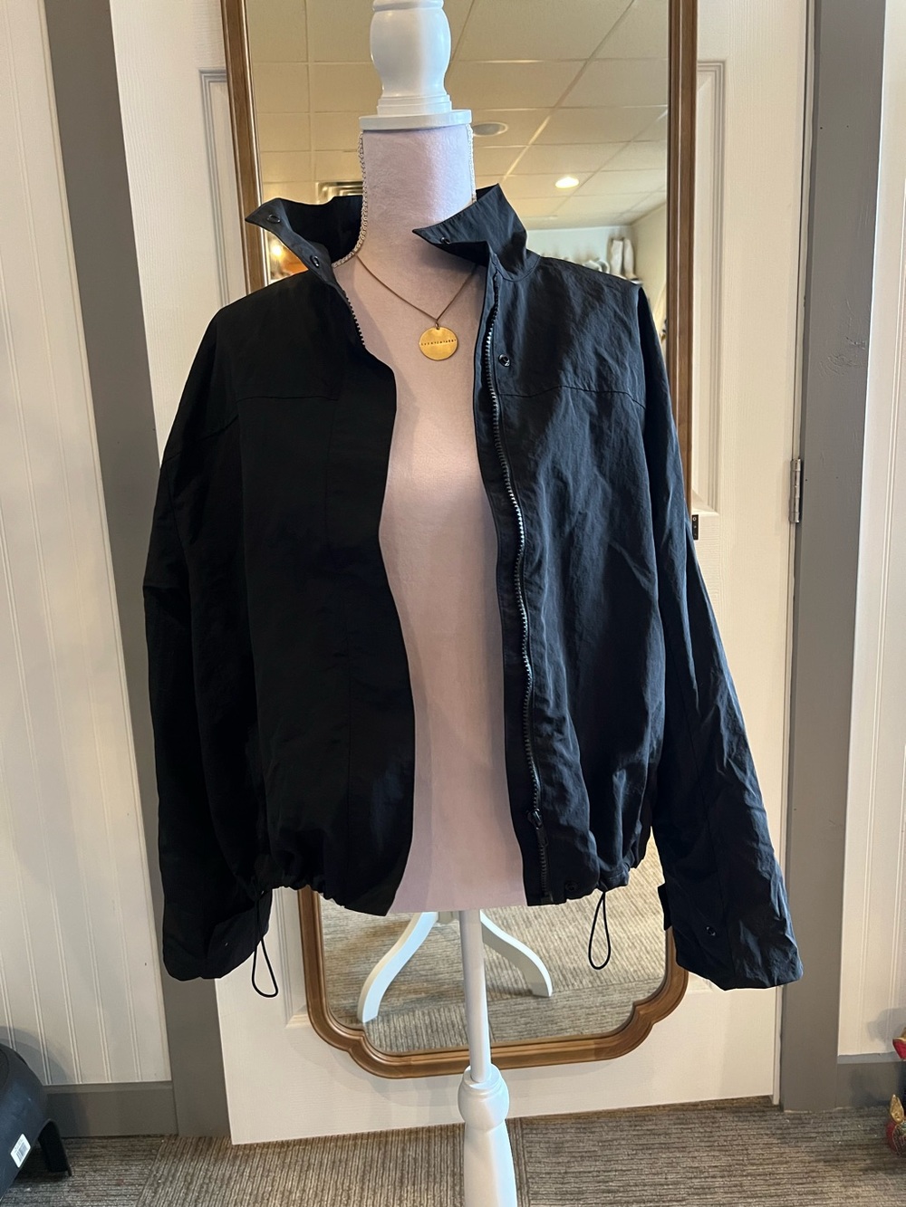 Lioness Black Zip-Front Bomber Jacket